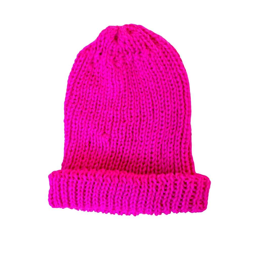 Vibrant Pink Knit Beanie for Women